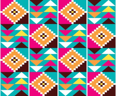 Geometrik kabile Kente kusursuz vektör şablonu, Afrika nwentoma çamur bez tasarımı ilham verici vektör tasarımı