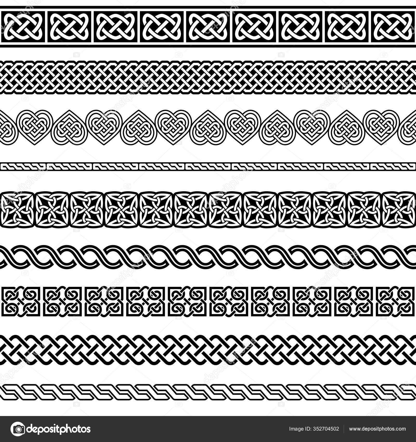 Irish Celtic Vektor Sømløs Vektormønster Satt Grense Ramme Samling Flettet  stockvektor © RedKoala #352704502, image size:1600x1700