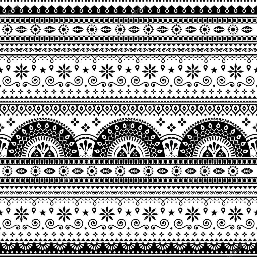 Pakistani or Indian vector seamless design inspired by truck art, vibrant pattern with geometric shapes and flowers 