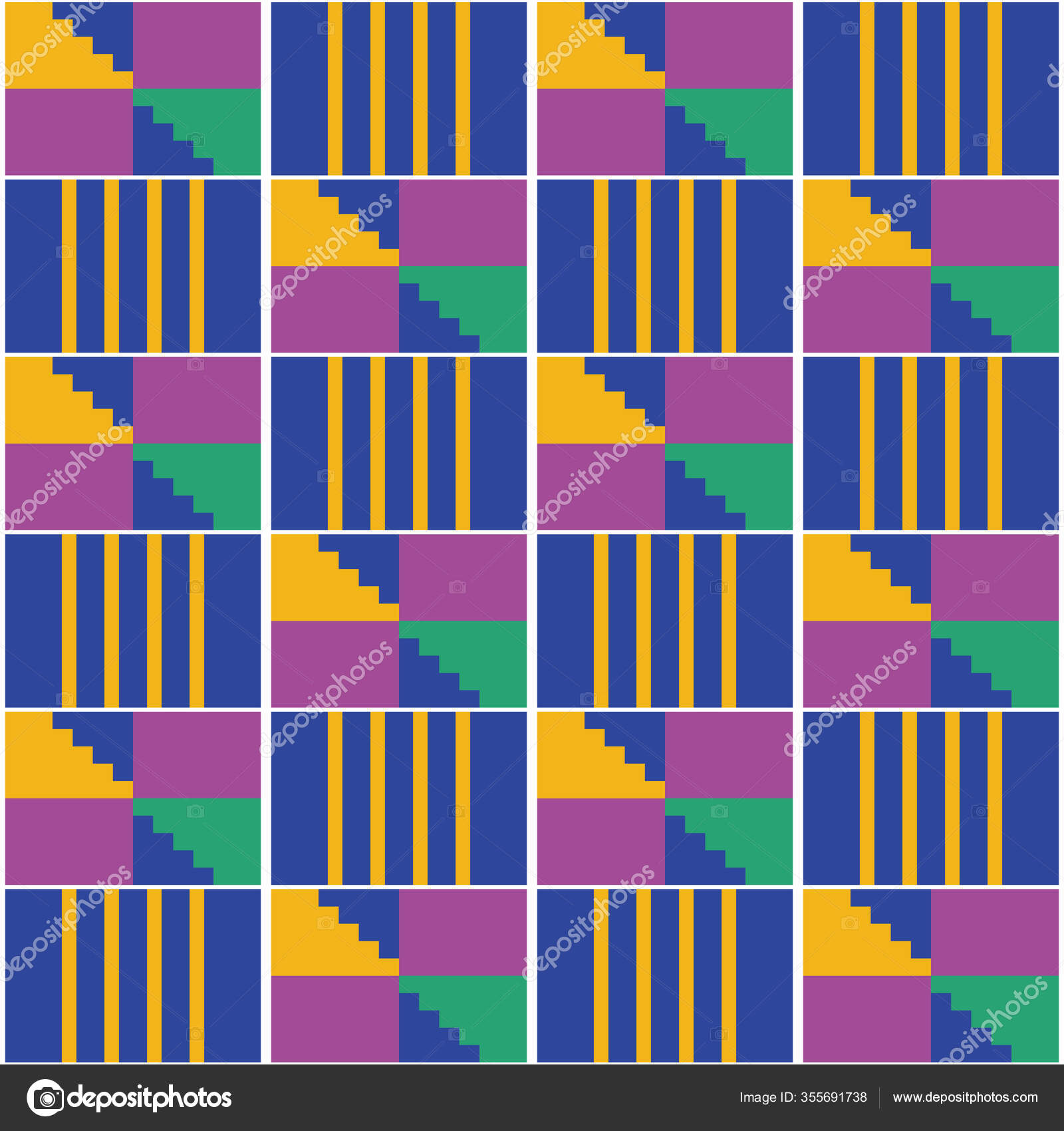 African Geometric Kente Cloth Style Vector Seamless Textile