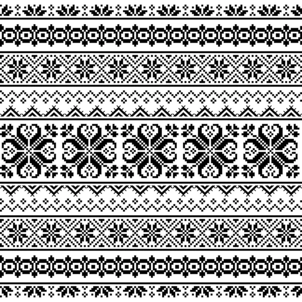 Ukrainische Weißrussische Volkskunst Stickerei Nahtlose Vektormuster Vyshyvanka Traditionelle Stickerei Repetitives — Stockvektor