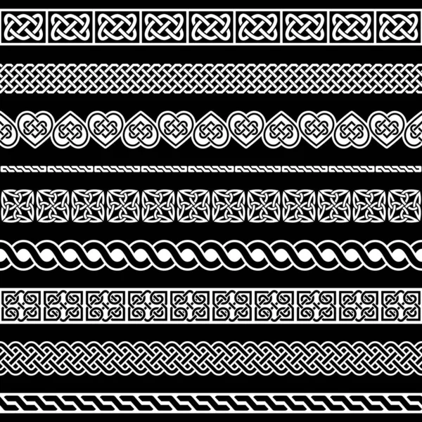 Ierse Keltische Vector Naadloos Ontwerp Keltische Rand Frame Collectie Gevlochten — Stockvector