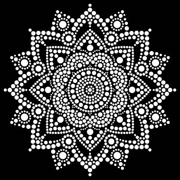 Mandala Vektorové Bodové Umění Aboriginal Dot Painting Retro Lidový Design — Stockový vektor