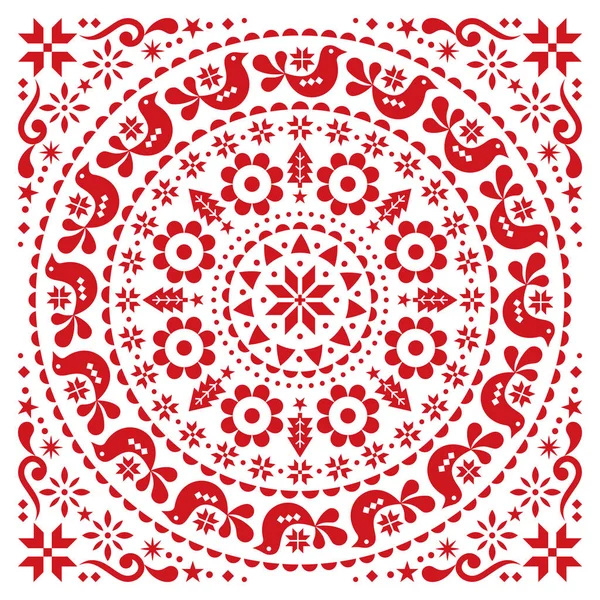 Navidad Escandinavo Diseño Vectores Folclóricos Mandala Patrón Festivo Redondo Invierno — Archivo Imágenes Vectoriales
