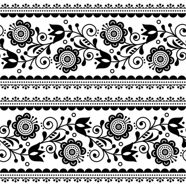 Scandinavian Style Seamless Vector Pattern Flowers Nordic Folk Art Repetitive — Stock Vector