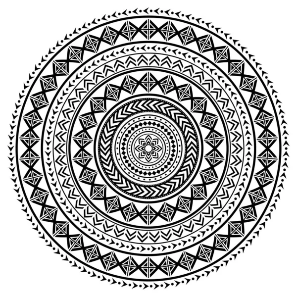 Modello Vettoriale Mandala Stile Tatuaggio Polinesiano Disegno Tribale Hawaiano Ispirato — Vettoriale Stock