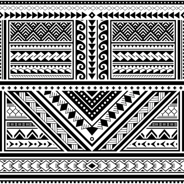 Polynesian Tattoo Seamless Vector Pattern Hawaiian Tribal Design Inspired Art — Stock Vector