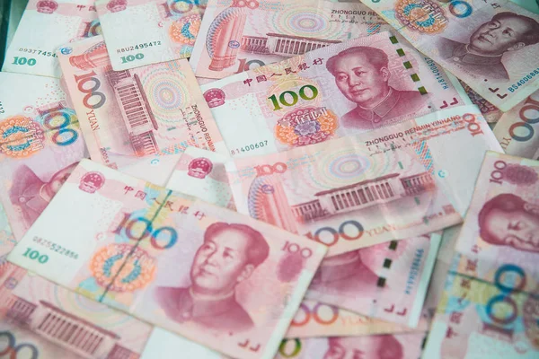 Muitos Yuan Papel Parede Nota Moeda Imagem Para Fundo Papel — Fotografia de Stock