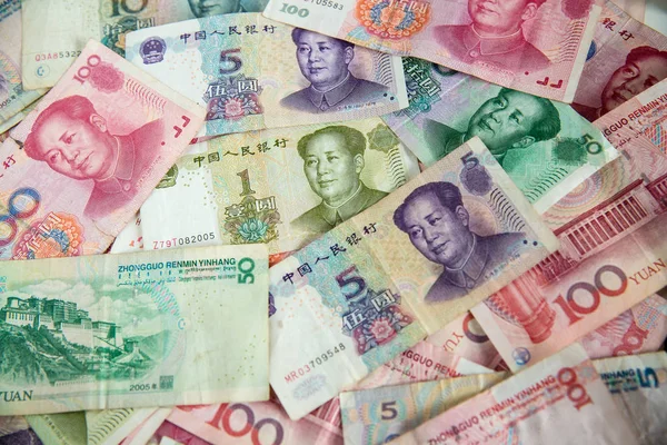 Muitos Yuan Papel Parede Nota Moeda Imagem Para Fundo Papel — Fotografia de Stock