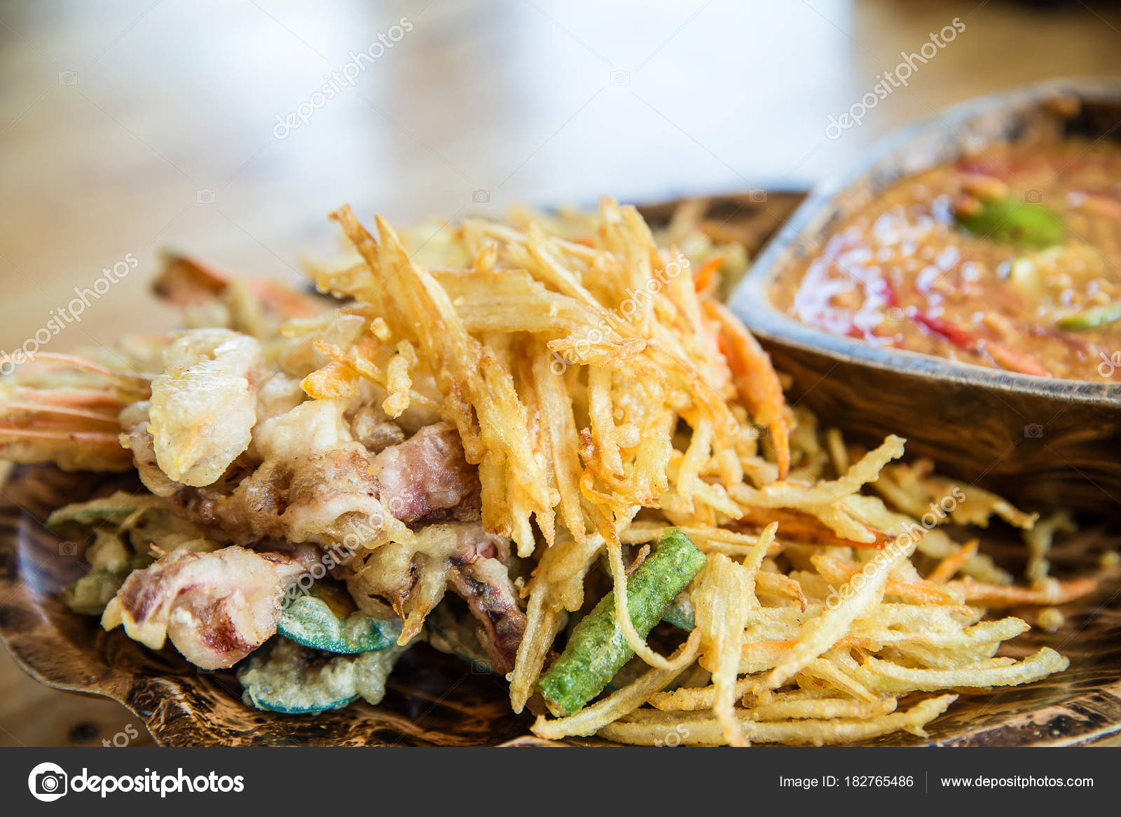 Papaya Salad Seafood Sour Sauce Thai Famous Street Food