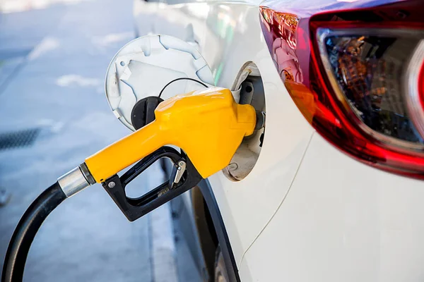 Töltse Fel Töltse Fel Benzin Üzemanyag Állomáson Benzinkút Töltőállomás Töltse — Stock Fotó