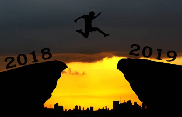 실루엣 화려한 하늘의 2018 2019 받으세요 2018 — 스톡 사진