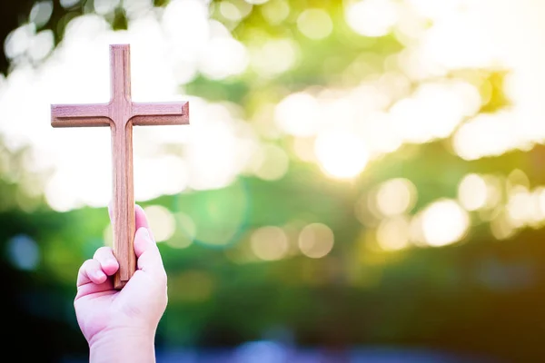 Kişi Palm Kutsal Haç Haç Ibadet Tutun Hıristiyan Katolik Eucharist — Stok fotoğraf