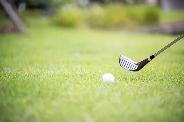 Bir Golf Kulüp Fairway Vurdu Golf Spor Kavram Topu Golf — Stok fotoğraf