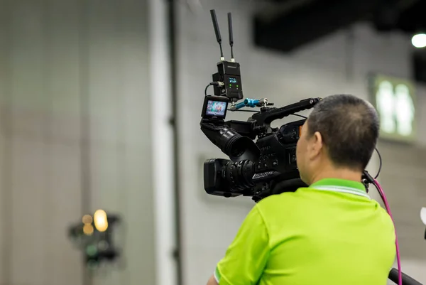 Camera Toon Zoekerbeeld Beweging Vangen Interview Uitzending Huwelijksceremonie Vangen Gevoel — Stockfoto