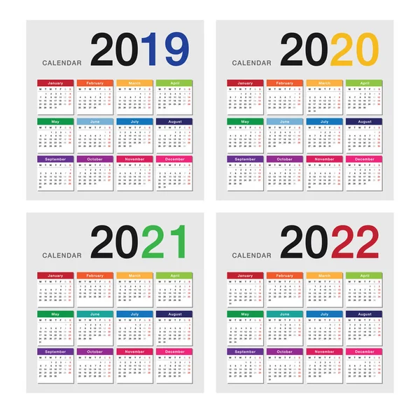 Rok 2019 Rok 2020 Rok 2021 Rok 2022 Wektor Szablon — Wektor stockowy
