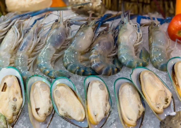 Marisco Fresco Parte Animal Del Mar Mejillón Camarones Del Río — Foto de Stock