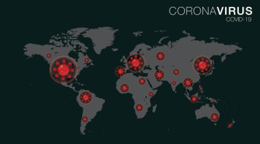 Coronavirus COVID-19 Dünya Haritası Arkaplanı. Coronavirus Covid-19 haritası dünya çapında vaka raporlarını doğruladı. Coronavirus hastalığı 2019 Dünya çapında durum güncellemesi.