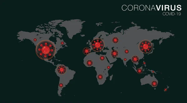 Coronavirus Covid Mappa Del Mondo Background Coronavirus Covid Mappa Casi — Vettoriale Stock