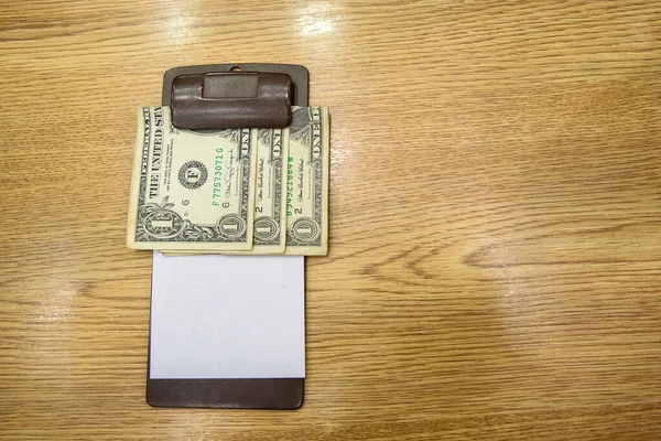 Wallet Money Dollars Wooden Table — 스톡 사진