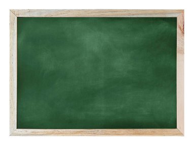 beyaz zemin üzerinde ahşap çerçeve ile yeşil karatahta