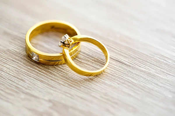 Gold Ring Wedding Rings White Background — Photo