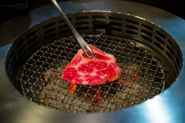 Close Barbecue Grill Red Hot Air — Fotografie, imagine de stoc