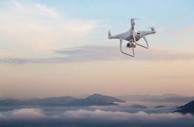 drone flying over the mountain