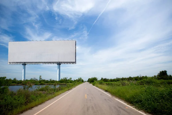 Empty Road Blank Billboard Highway — Φωτογραφία Αρχείου