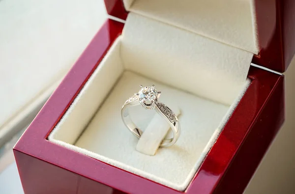 Ring Diamond Box White Background — Stok fotoğraf