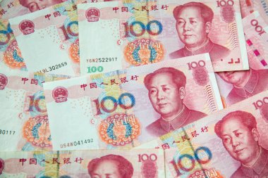 chinese yuan banknotes, close up