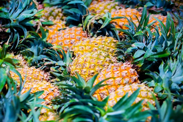 Fresh Ripe Pineapple Background Market — Stock Photo, Image