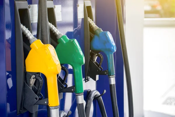 Gas Station Blue Handle — Stock Photo, Image