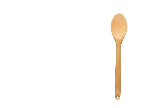 Wooden Spoon Scoop Brown Kitchen Utensils White Background — Fotografia de Stock
