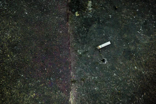 Closeup Shot Broken Cigarette Stone Surface — Photo