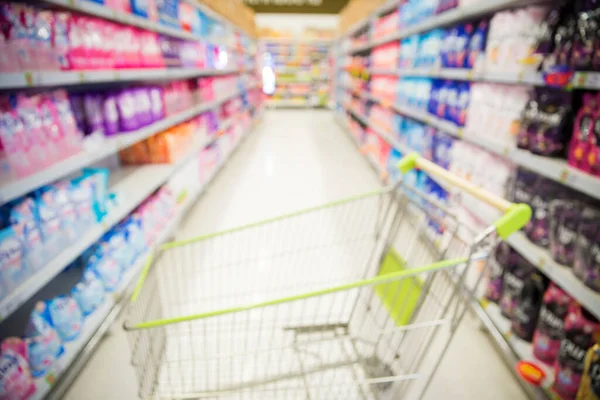 Blurred Background Supermarket Shopping Cart — Stok fotoğraf