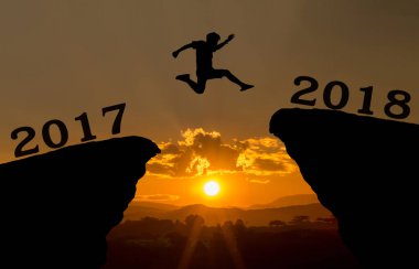 Mutlu bir yeni yılın silueti 2018