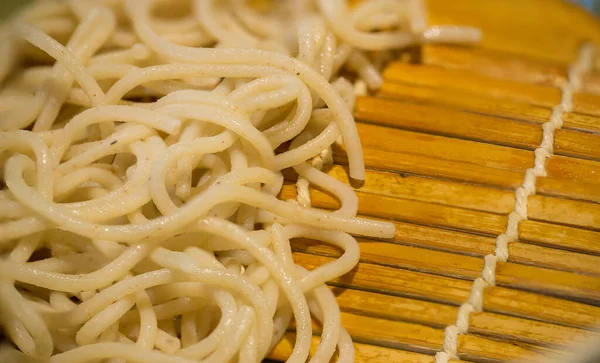 Close Raw Pasta White Plate — Stockfoto