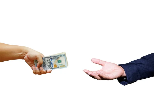 Hand Holding Money Isolated White Background — Stock Photo, Image