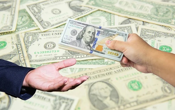 Hand Holding Dollar Banknote White Background — Stock Photo, Image