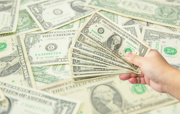 Hand Business Man Holding Pile Dollars — Stock Photo, Image