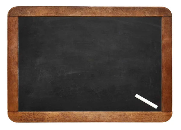 Blackboard Vazio Com Giz Sobre Fundo Branco — Fotografia de Stock