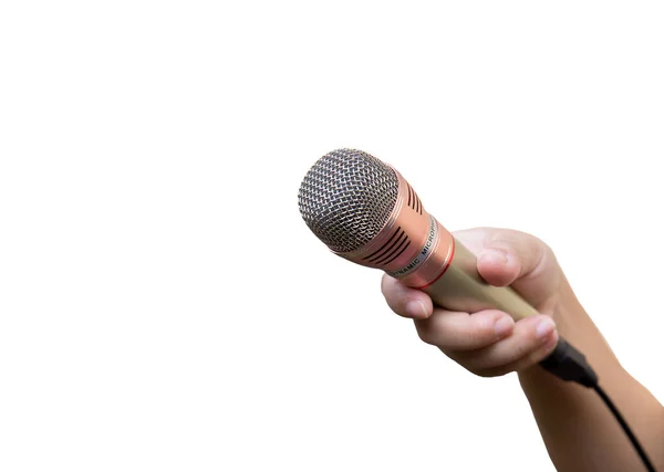 Microfono Mano Sfondo Bianco — Foto Stock