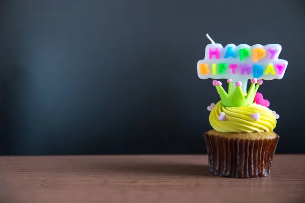 Smaklig Födelsedag Cupcake Färg Bakgrund — Stockfoto