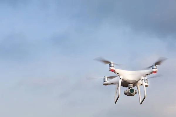 drone flying on the roof of the city.