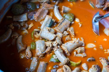 Lezzetli Asya yemeklerinin yakın görüntüsü