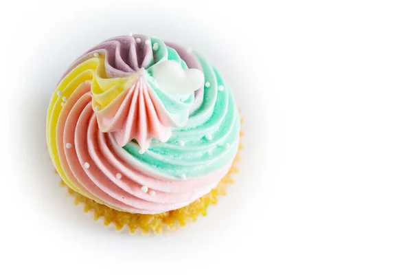 Colorful Cake Cream Sprinkles White Background — 图库照片