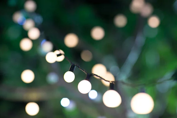 Choinka Światłami Tle Girlandy — Zdjęcie stockowe