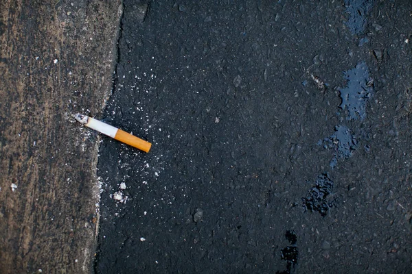 Cigarette Butts Black Background — Stock Photo, Image