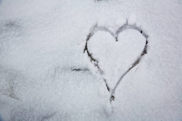 heart shape on the snow